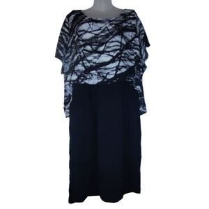 Lane Bryant Womens Black White Abstract Print Overlay Dress Size 22 BG 12